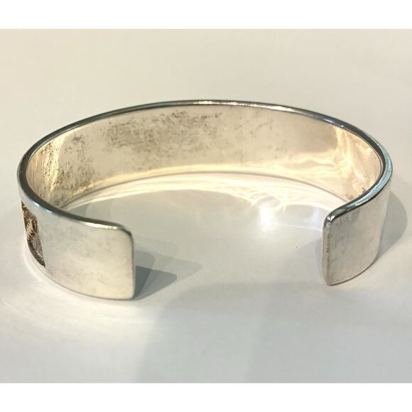 Navajo Signed Tommy Jackson Sterling , 14k Gold Overlay Design Cuff Bracelet 42g - Picture 4 of 14